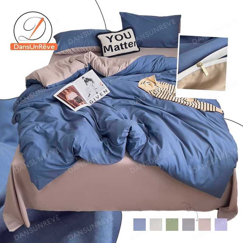 Dansunreve 1ชิ้น สีทึบ ปลอกผ้านวม ไม่มีผ้านวม ล้วน duvet cover 6ฟุต/5ฟุต/3.5ฟุต นุ่ม ปลอกผ้าห่ม 500เส้นด้าย ผ้าฝ้ายล้าง