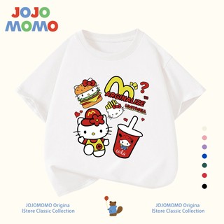 เสื้อยืดเด็ก Cotton 100% HELLO KITTY ลายน่ารักการ์ตูน สไตล์เกาหลี 2025 ผ้าฝ้ายนุ่มพิเศษ