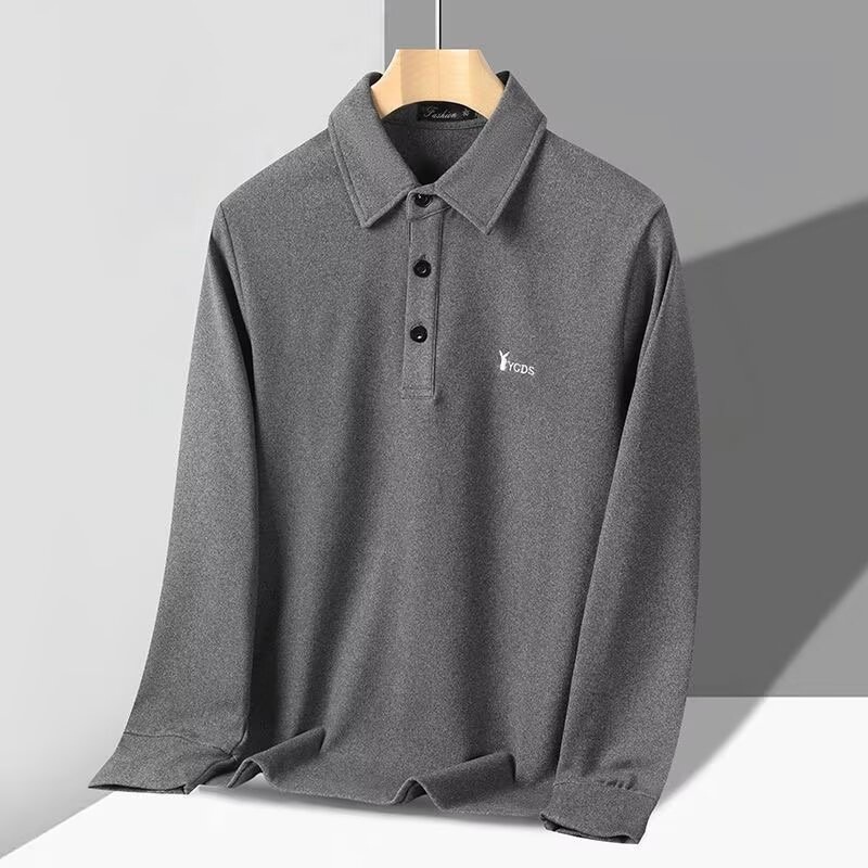 Metozone เสื้อโปโลแขนยาว ผ้าฟลีซ แบบหนา ให้ความอบอุ่น สองด้าน แฟชั่นฤดูหนาว สําหรับผู้ชายวัยกลางคน