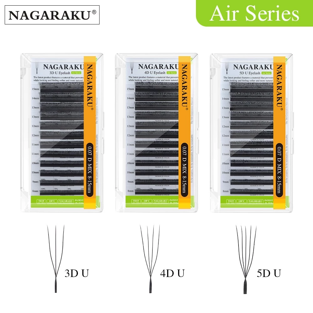NAGARAKU U รูปร่าง 3D 4D 5D นุ่มขนตาปลอมธรรมชาติ Fluffy Mink Faux Fur Parallel แต่งหน้าอุปกรณ์