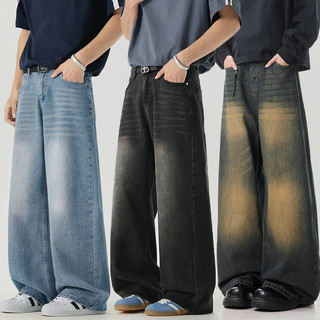 Jeans for men blue mid waist unisex premium denim baggy pants Korean style fashion casual streetwear pants