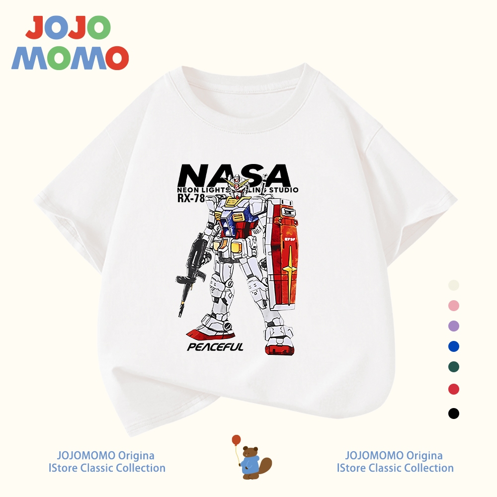 NASA เสื้อยืดเด็กผู้ชายแขนสั้น ผ้า Cotton 100% ​​เสื้อเด็ก นุ่ม ลายกันดั้ม ระบายอากาศดี 2025​​