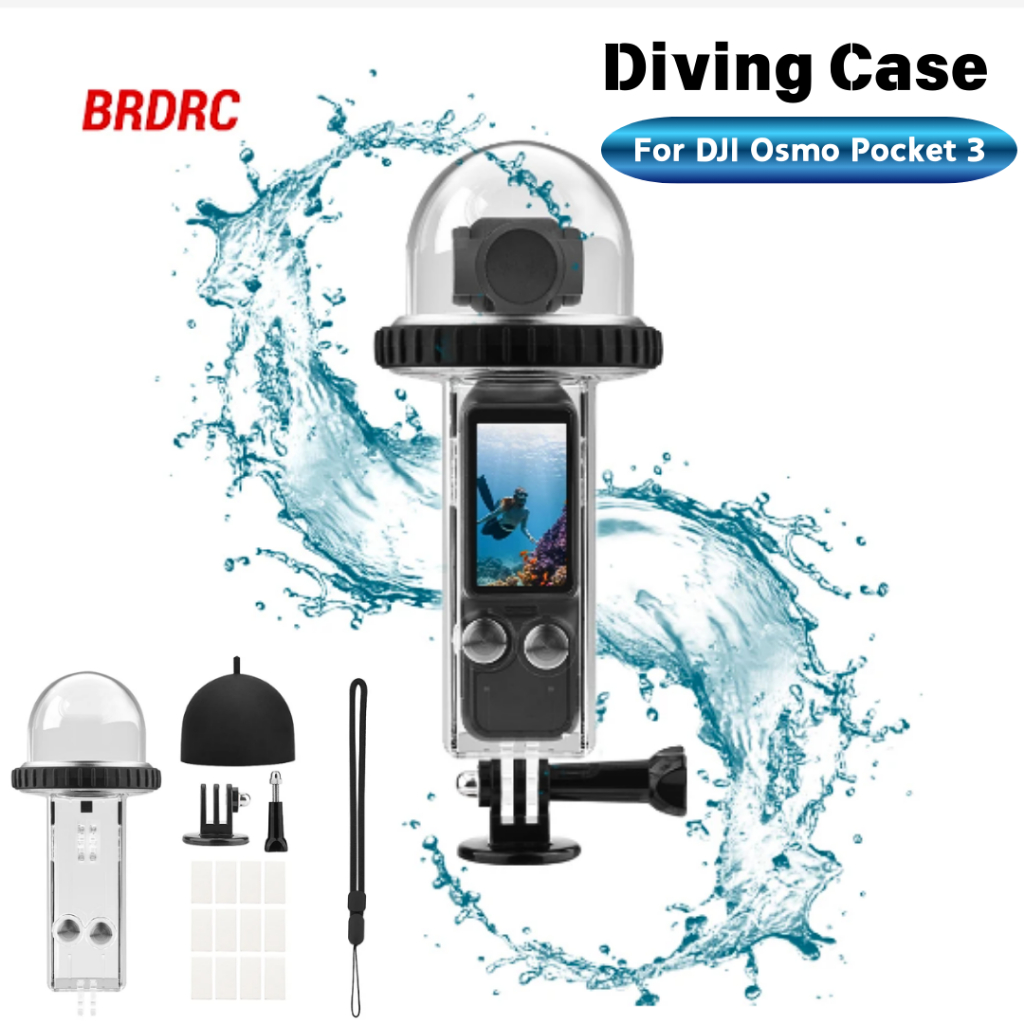 BRDRC 40M กรณีดําน้ําสําหรับ DJI Osmo Pocket 3 ใต้น้ําดําน้ําฝาครอบกันน้ําเปลือกป้องกันกล้องอุปกรณ์ถ่ายภาพ