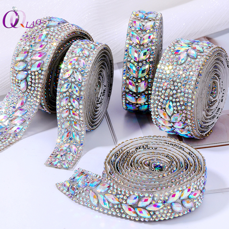 เทปคริส탈 rhinestone กาวในตัวขนาด 91 ซม. สำหรับตกแต่งชุดแต่งงาน