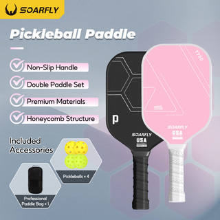 SOARFLY 1 pair Pickleball Paddles Set–T700  With 4 Balls And Storage Bag Professional Competition Level Racket Lightweight & Durable Racket