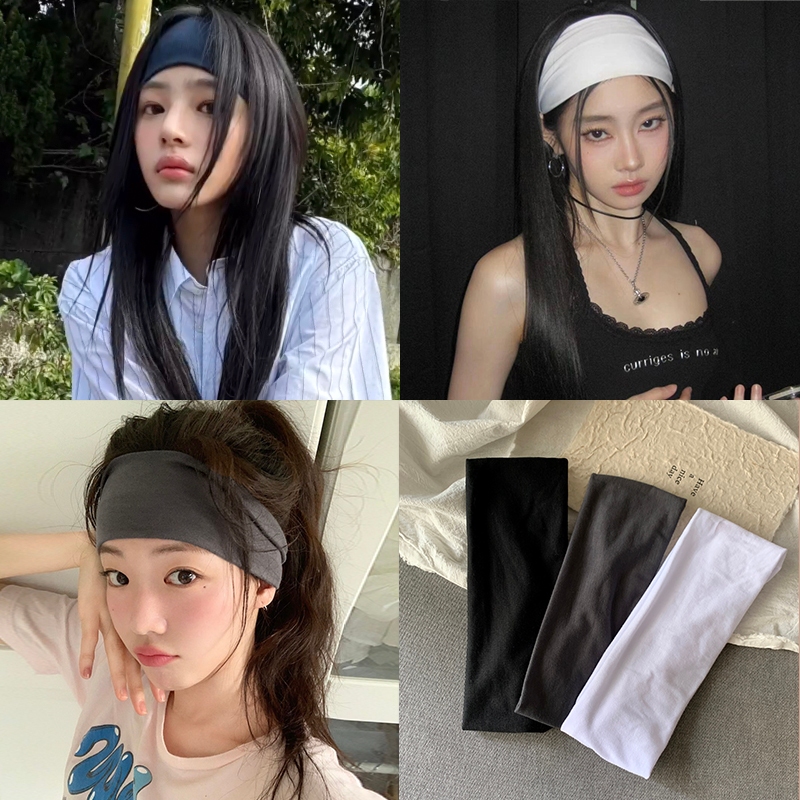แถบคาดศีรษะย้อนยุคแถบคาดศีรษะสีขาวกีฬาเหงื่อดูดซับแถบคาดศีรษะระบายอากาศหญิง 2025 สไตล์ใหม่ถนนเต้นรํา หมวก