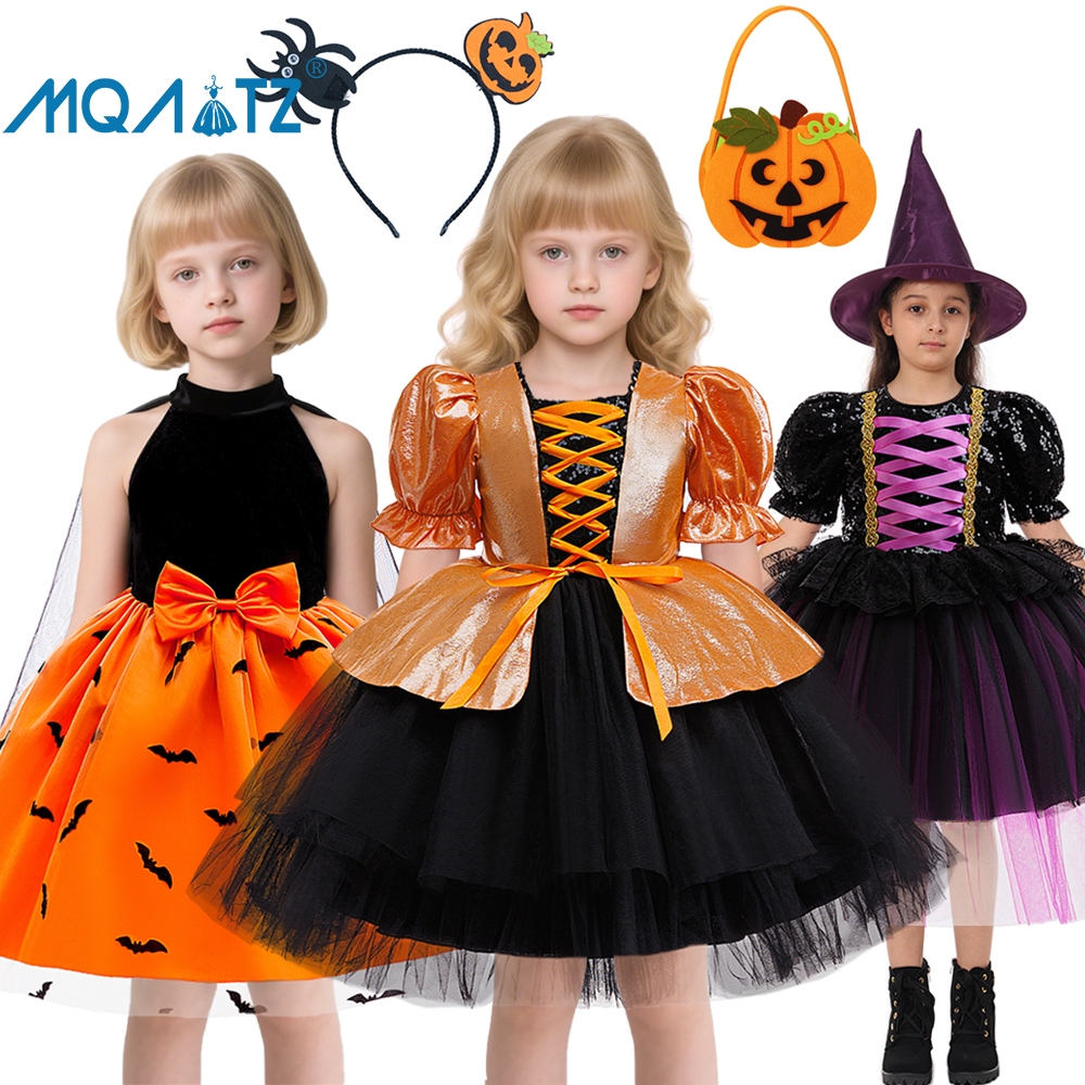 MQATZ زي هالوين بنات على شكل يقطينة بالترتر