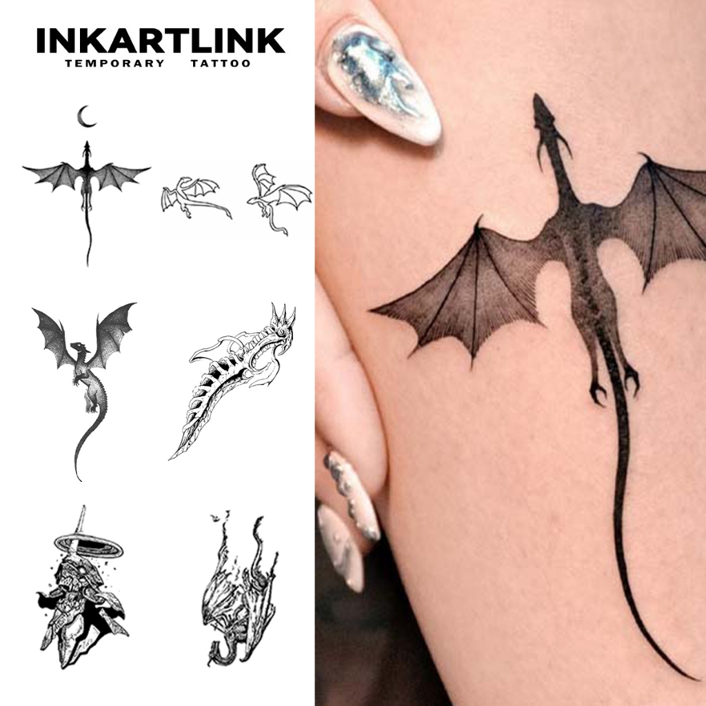 สติ๊กเกอร์รอยสักชั่วคราว Inkartlink แบบมินิมอล ลายดาวและดวงจันทร์ กันน้ำได้ดี