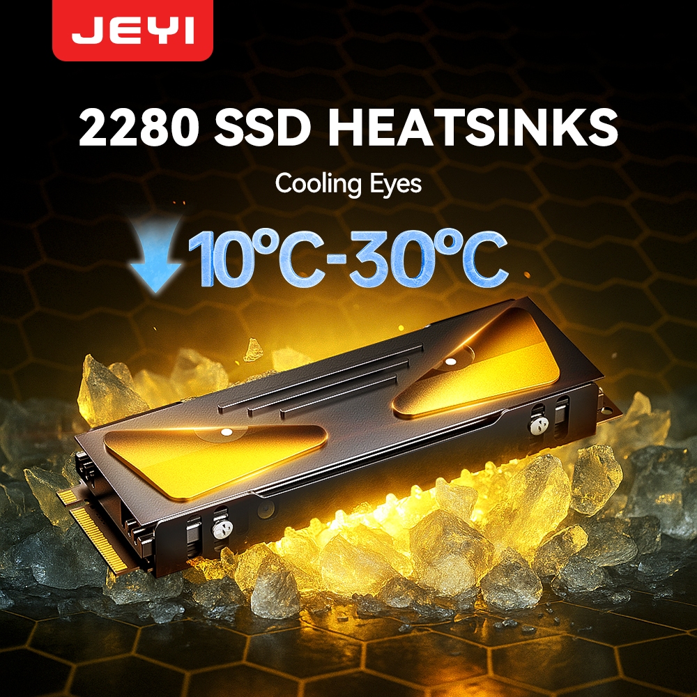 Jeyi M.2 SSD Heatsink Cooler 2280 พร้อม Cooling Eyes - อลูมิเนียม NVMe หม้อน้ํา, 234 W/mK High-Efficiency Cooling
