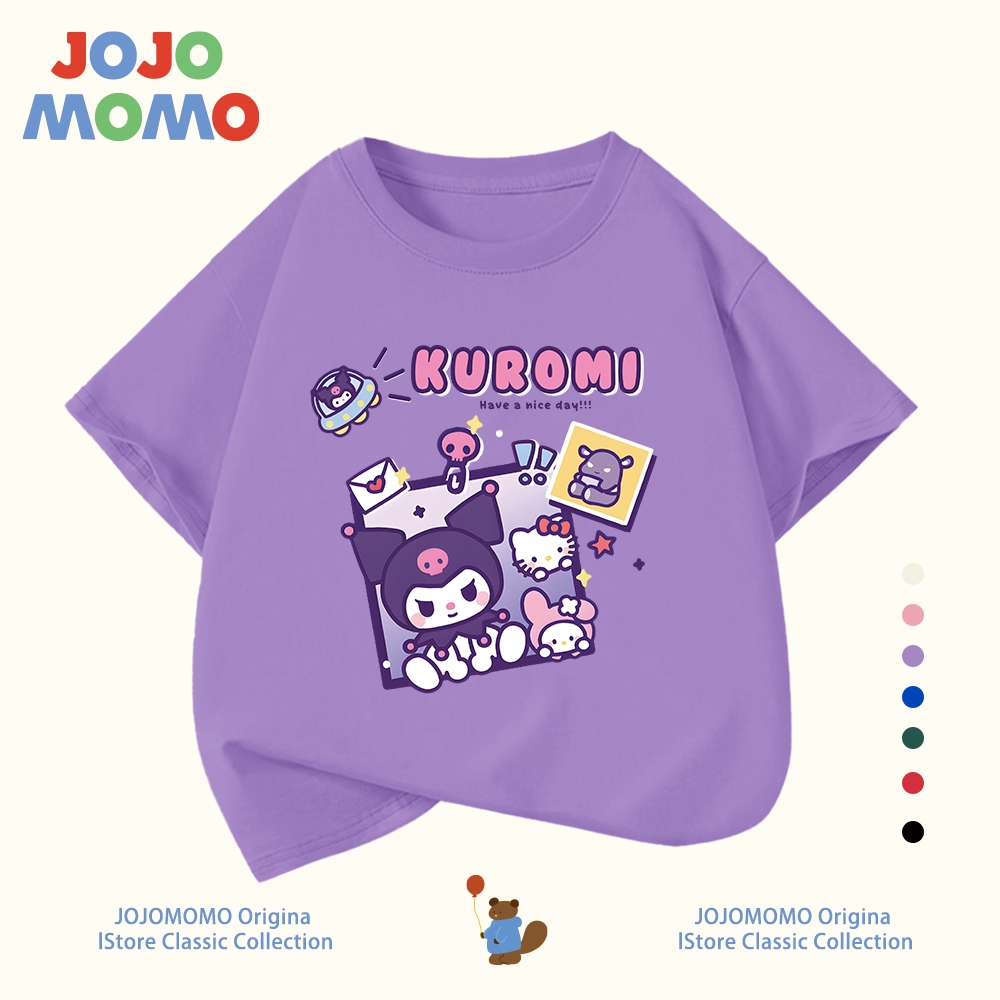 เสื้อยืดเด็กผู้หญิง 🌸ลายคอโรมิสุดน่ารัก แขนสั้น ผ้าฝ้ายแท้ 100% นุ่มสบาย ระบายอากาศดี ใส่ได้ 3-15 ปี