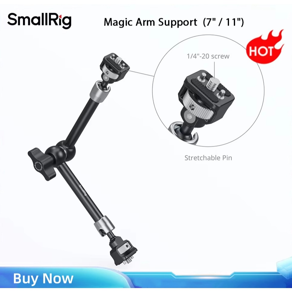 SmallRig 7/11 นิ้ว Magic Arm รองรับ w 1/4 "-20 สกรู & Retractable Pins สําหรับจอภาพไฟวิดีโอสมาร์ทโฟนและกล้องแอคชั่นแคมเมรา