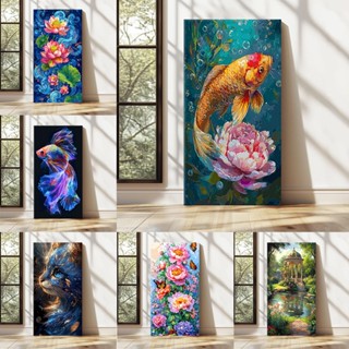 30*60ซม ดอกบัว ก้อย / สีตามตัวเลข / ชุดภาพวาดศิลปะ / ตกแต่งผ…