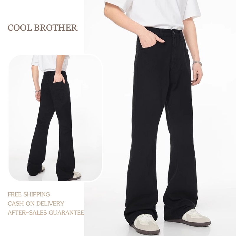 กางเกงยีนสำหรับผู้ชาย - สไตล์เรียบง่าย, วินเทจ, ขาโต๊ะแคมเบลเล็กน้อย, สีดำ, มีขนาดตั้งแต่ M ถึง 3XL, สำหรับทั้งผู้ชายและผู้หญิง -slim fit-กางเกงขาบาน-กางเกงขาม้าผู้ชาย- สไตล์คลาสสิกทันสมัย