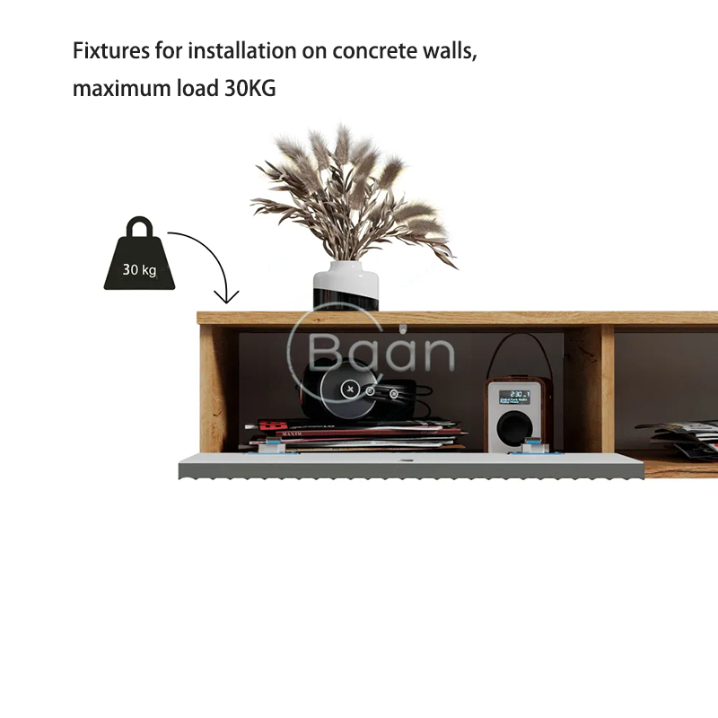 ชั้นวางของตู้วางทีวีกลวงติดผนังพร้อมที่เก็บของด้านข้าง ทีวีตู้ติดผนังเฟอร์นิเจอร์ที่เป็นมิตรต่อสิ่งแวดล้อม ดีไซน์โรงแรม ตู้ - รูปที่ 6