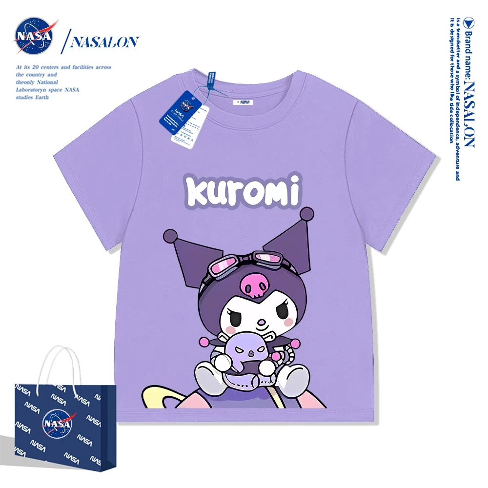 NASA เสื้อแขนสั้นเด็ก Cotton 100% ลายการ์ตูนคุโรมิ เสื้อยืดแขนสั้นเด็กผู้หญิง คุณภาพดี นุ่มสบาย สไตล์เกาหลี