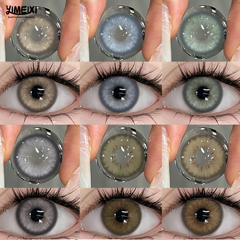 YIMEIXI 2025 1 คู่สีคอนแทคเลนส์ Hybrid Iris สีเขียว/Fray คอนแทคเลนส์ Eye Unisex 14.2 มม.