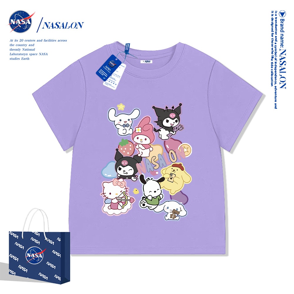 NASA เสื้อแขนสั้นเด็ก Cotton 100% ลายการ์ตูนคุโรมิ เสื้อยืดแขนสั้นเด็กผู้หญิง คุณภาพดี นุ่มสบาย สไตล์เกาหลี
