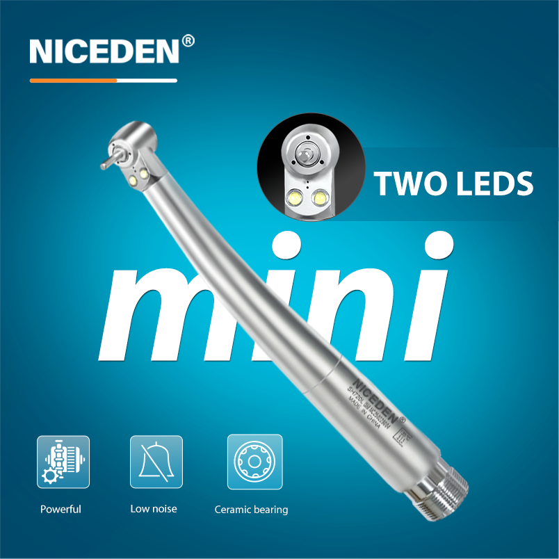 Niceden ทันตกรรม LED Handpiece ความเร็วสูง Mini หัวทันตกรรม Air Turbine พร้อม Double LED สเปรย์น้ําเดี่ยวเด็ก 2/4 หลุม B2/M4