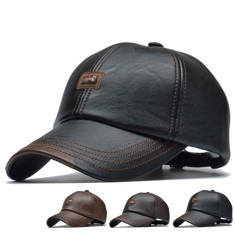 หมวกเบสบอลหนังสําหรับผู้ชายหมวกวินเทจคุณภาพสูง สแน็ปแบ็ค กลางแจ้งหมวกบังแดดสําหรับผู้หญิง