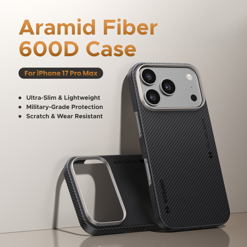 【for iPhone 17 Series】UGREEN เคสไฟเบอร์อะรามิดเคสโทรศัพท์มือถือระดับไฮเอนด์ประเภทแม่เหล็ก 600D สีดํา