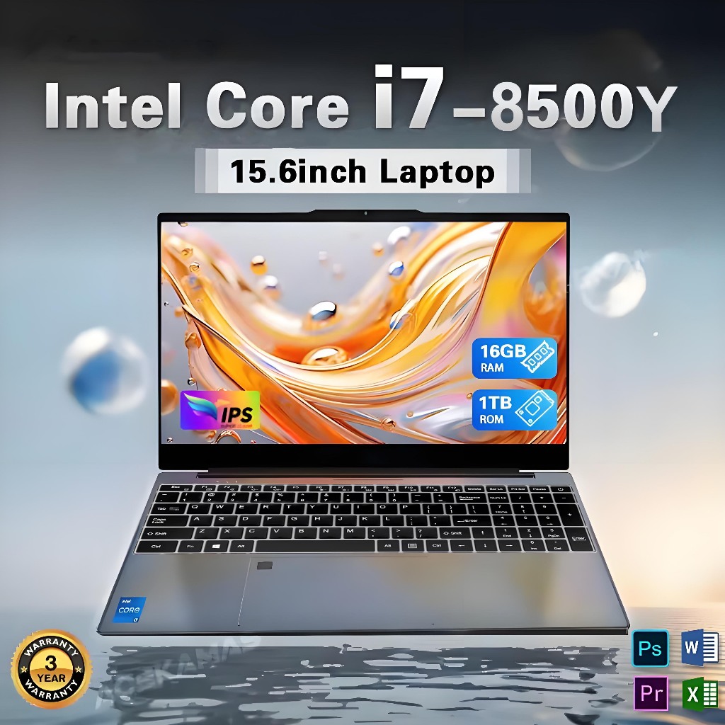 2025 ใหม่เดิม 15.6 นิ้วแล็ปท็อป Windows 11 ปลดล็อคลายนิ้วมือ Intel I7 8500Y 16GB DDR4 2TB SSD หน้าจอ