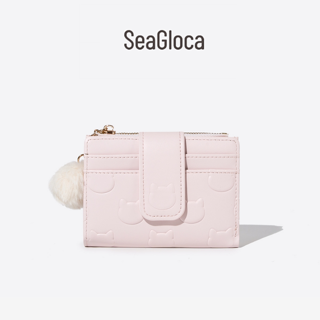 Seagloca ใหม่ กระเป๋าสตางค์ ใบสั้น หนัง PU พิมพ์ลายหมี สไตล์เกาหลี น้ําหนักเบา แ