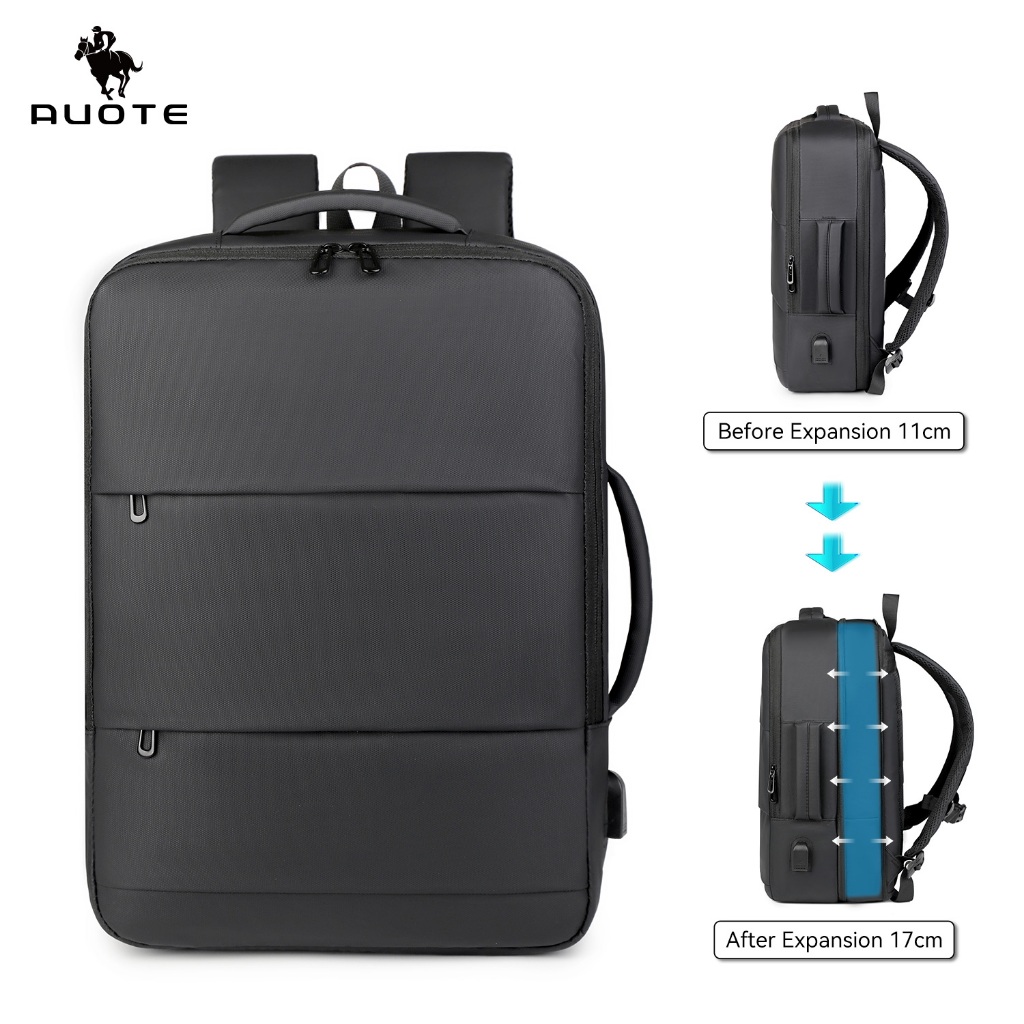 AUOTE กระเป๋าเป้สะพายหลังแฟชั่น Unisex สำหรับใส่โน้ตบุ๊กสำหรับธุรกิจ ขยายได้ ความจุขนาดใหญ่ 15.6 นิ้ว กระเป๋าเป้สะพายหลังป้องกันการโจรกรรมแบบอเนกประสงค์