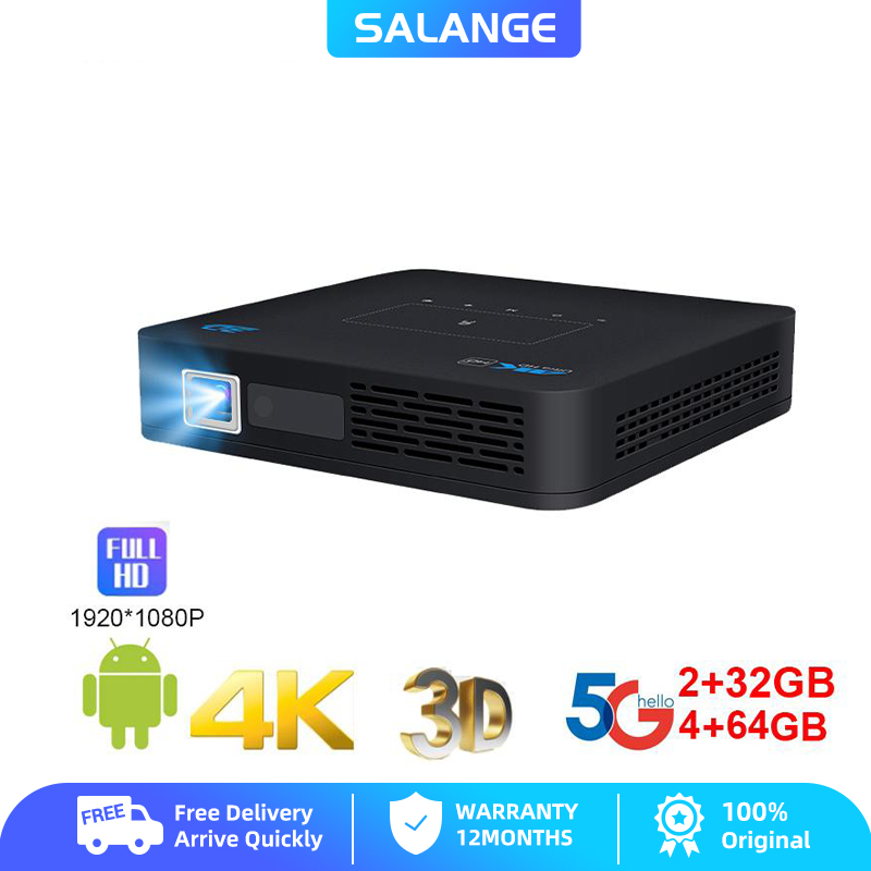 SALANGE 2025 ใหม่ P15 Pro 1080P DLP สมาร์ท 3D โปรเจคเตอร์ Android 9.0 5G Wifi บลูทูธ DDR4 Proyector 