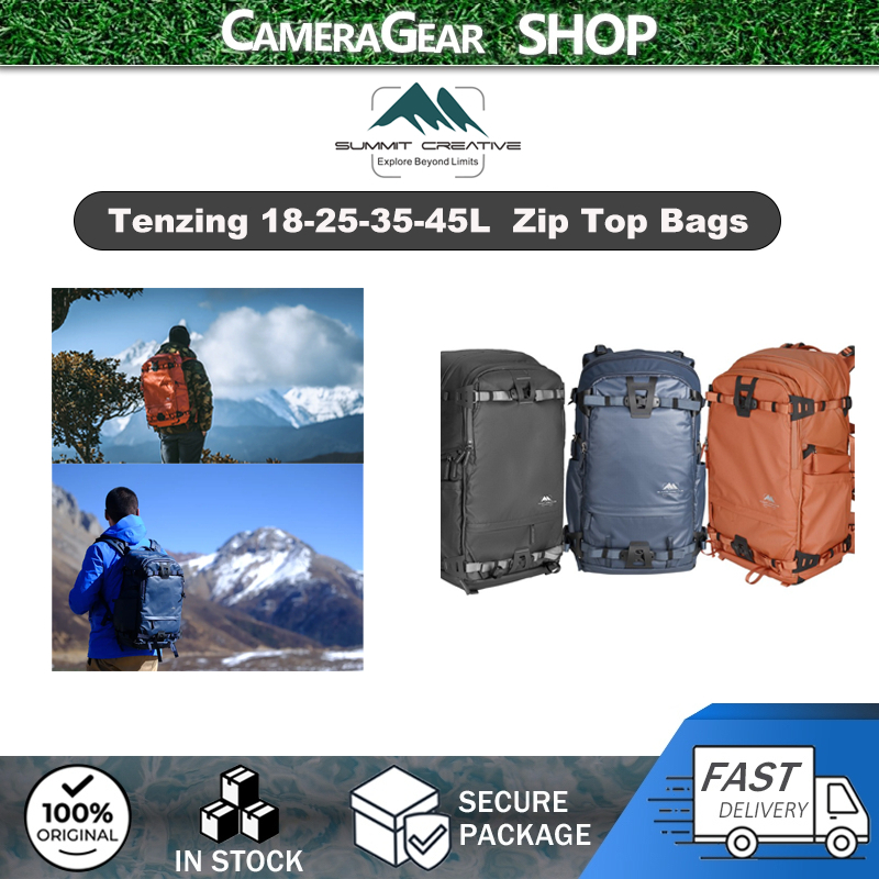 Summit Creative Tenzing 18L/25L/35L/45L Zip Top กระเป๋ากลางแจ้งกระเป๋าเป้สะพายหลังสําหรับกล้อง DSLR,