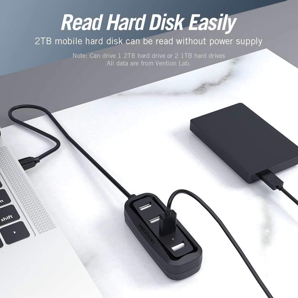Vention พอร์ต USB HUB หลาย USB 2.0 3.0 Hub 4 พอร์ต PC USB Switch Splitter พร้อมตัวบ่งชี้ LED สําหรับแล็ปท็อป PC คอมพิวเตอร์แท็บเล็ต Hub Multi Extension อะแดปเตอร์ฮับ USB ความเร็วสูง - รูปที่ 2
