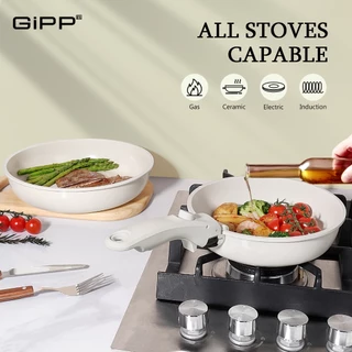 Gipp Non Stick กระทะ 11 ชิ้นชุดเครื่องครัวจับที่ถอดออกได้พร้อมฝาปิดเหมาะสําหรับเตาทั้งหมด