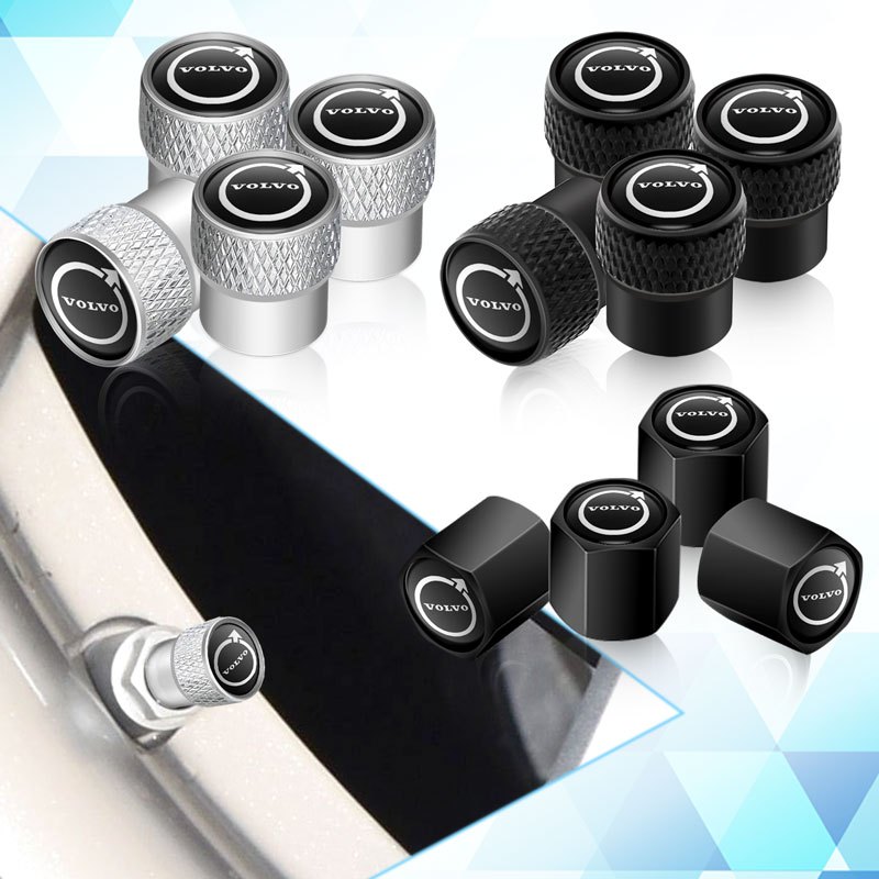 4 ชิ้น/เซ็ตล้อยางวาล์ว Caps Tyre Air Stem กันฝุ่นกันน้ํา Airtight สําหรับ Volvo โลโก้ XC90 V90 V60 XC60 V40 S80 S60 S90 C40 XC40 V70 XC70 C30 อุปกรณ์เสริมอัตโนมัติ