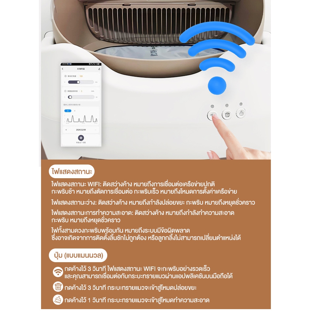 LUCKPET ห้องน้ำแมวอัตโนมัติ ห้องน้ำแมว Wifi Automatic Cat Toilet ประกันศูนย์ไทย 1 ปี - รูปที่ 7