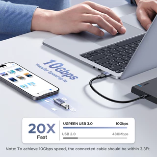 UGREEN USB3.1 ถึง Type-C ความเร็วสูง 5Gbps เกียร์ OTG คอมพิวเตอร์โทรศัพท์มือถือตัวแปลงไดรฟ์ USB เข้ากันได้กับ Huawei, iPhone 16 และคอมพิวเตอร์