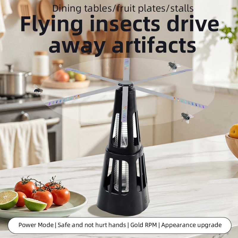 Qualitell 2-in-1 สมาร์ทการควบคุมศัตรูพืชพัดลมตั้งโต๊ะแบบพกพากลางแจ้งห้องครัว Fly Repellent และ Bug Killer โคมไฟอาหาร Protector