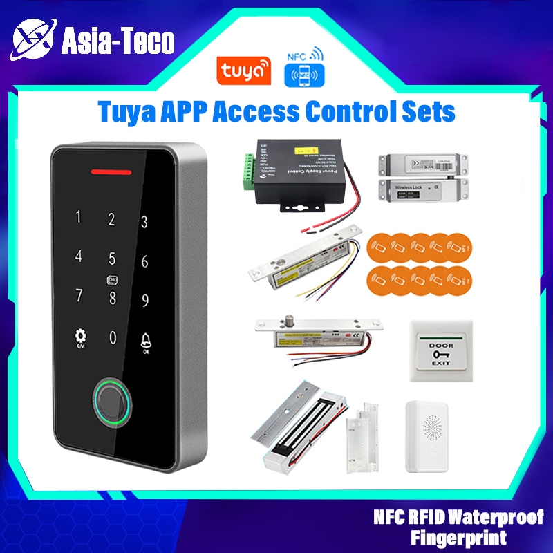 Tuya App ประตูระบบควบคุมการเข้าออกชุด NFC RFID ชุดลายนิ้วมือไฟฟ้า Magnetic Strike Lock