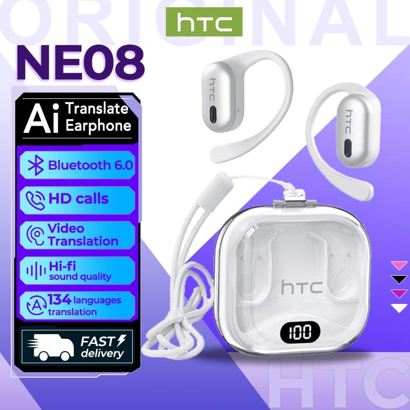 HTC NE08 หูฟังนักแปล AI หูฟังแปลภาษา Bluetooth 6.0 หูฟังไร้สาย ปัญญาประดิษฐ์ แปลภาษาแบบเรียลไทม์ ลดเ