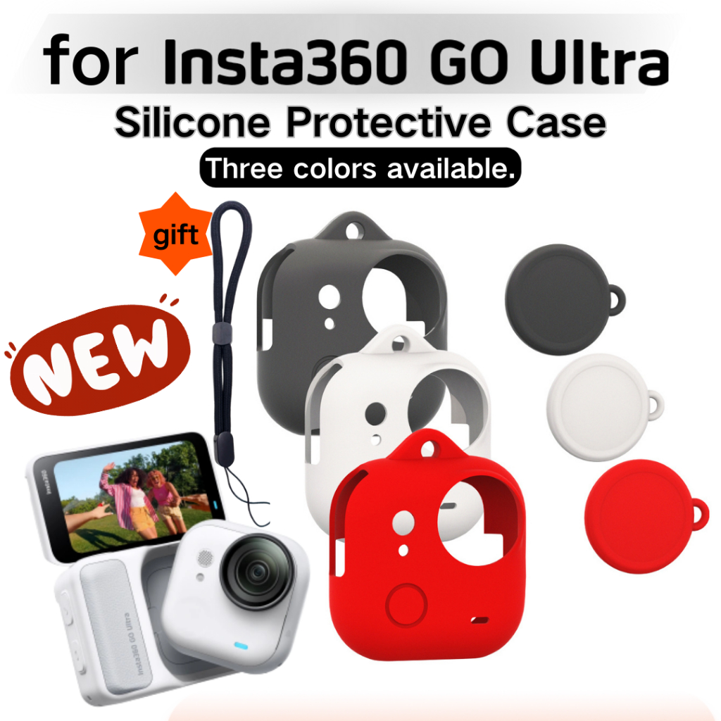 เคสซิลิโคนสําหรับ Insta360 Go UItra Anti-scratch Protector ยางนุ่มแขนป้องกันเลนส์ฝาครอบสายคล้องมือเกราะป้องกัน 360 กว้าง-มุมกล้องอุปกรณ์เสริม