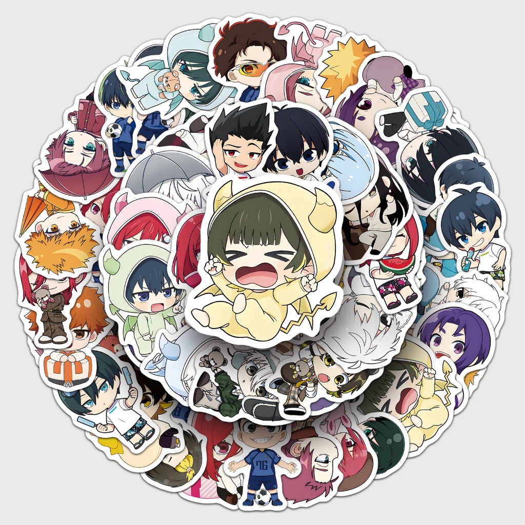 ตลก 50 ชิ้น Q สีฟ้าล็อคสติกเกอร์สําหรับแล็ปท็อปสมุดภาพศิลปะหมวกกันน็อคสติกเกอร์ Graffiti กันน้ํา DIY