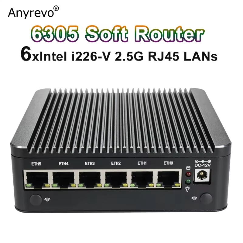 6xi226-V 2.5G LAN Intel Fanless Mini PC N100 N200 Celeron 6305 Soft Router DDR4 NVMe SATA Proxmox pf