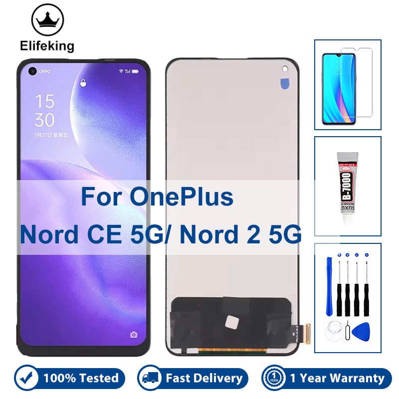 ทดสอบ 100% LCD สําหรับ OPPO OnePlus Nord CE 5G Nord 2 5G DN2103 จอแสดงผล Touch Screen Digitizer EB21