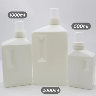 ขวดรีฟิล ใส่น้ำยา ใส่ของเหลวอื่นๆ แบบเติม ความจุขนาด500/1000/2000 ML ทรงสีเหลี่ยม มีฝาปิด พลาสติกดี สติ๊กเกอร์ป้ายแถม