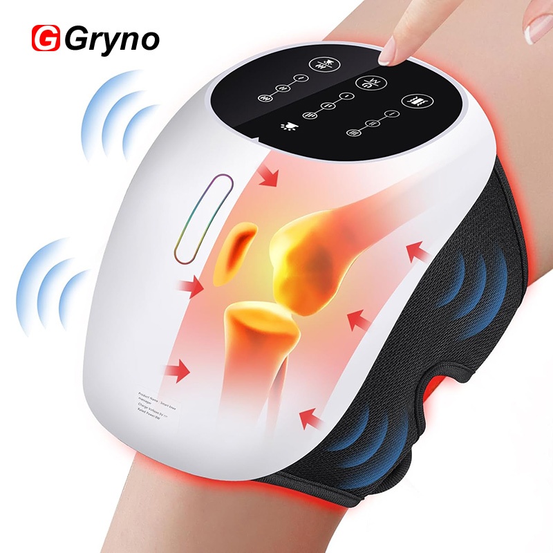 Gryno เครื่องนวดเข่า เครื่องทําความร้อนไฟฟ้านวดความดันอากาศชาร์จแบบพกพาสําหรับเข่าข้อศอกไหล่บรรเทาอาการปวดกล้ามเนื้อ