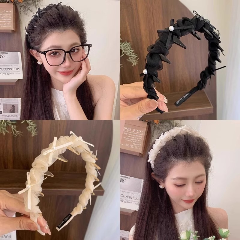 ที่คาดผมกันลื่นมีฟันBow Cloud Seersucker Gauze ทรงใหม่สำหรับคุณ!