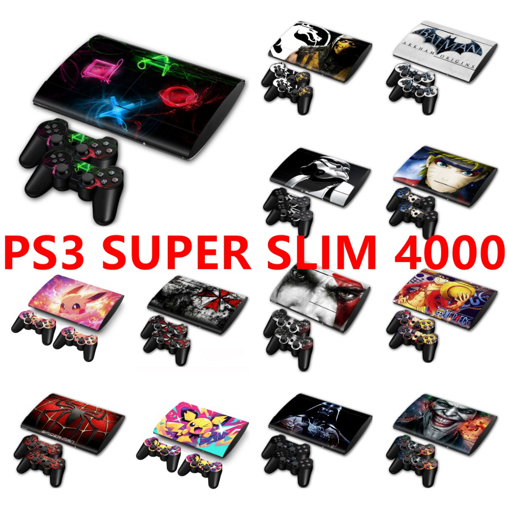 68 สีสติกเกอร์ผิวใช้งานร่วมกับ Sony Playstation 3 Super Slim 4000 ไวนิล Decal ชุดฟิล์มป้องกันสําหรับ PS3 Super Slim 4000 คอนโซลและ 2 ชิ้น Controllers