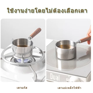 🔥ส่งจากกรุงเทพท้องถิ่น 🚚 กระทะสเตนเลส ขนาดเล็ก 60ML/80ML/120ML/250ML อเนกประสงค์ ด้ามจับไม้ สำหรับทอดไข่ ต้มน้ำมันร้อน ช็อคโกแลต นมร้อน ทำอาหาร