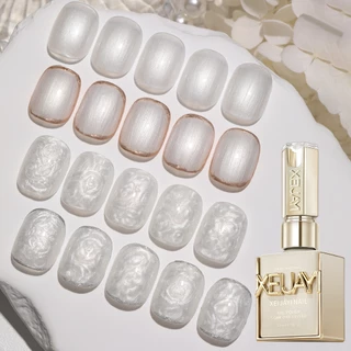 XEIJAYI 15 มล. ยาทาเล็บเจลสีขาวมุกแฟชั่นใหม่ เงางาม เหมาะสำหรับร้านทำเล็บและที่บ้าน