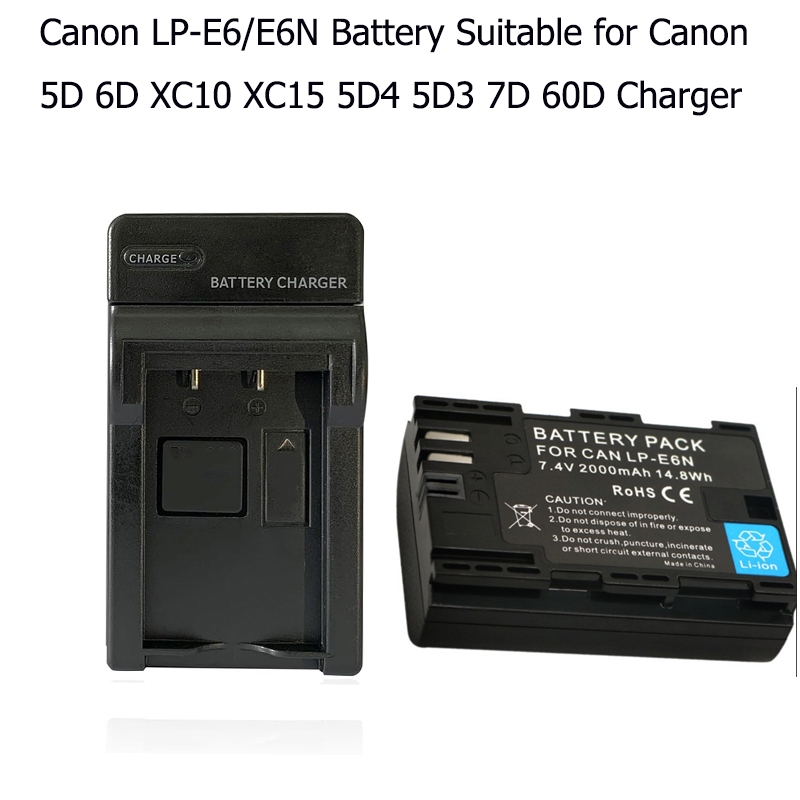 แบตเตอรี่ Canon LP-E6/E6N เหมาะสําหรับ Canon 5D 6D XC10 XC15 5D4 5D3 7D 60D Charger