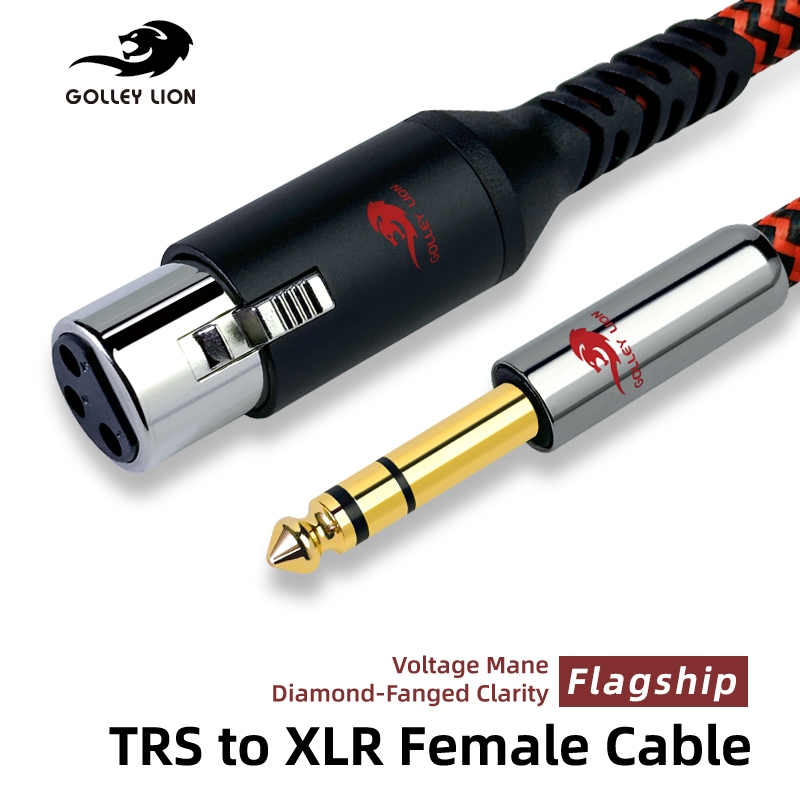 GOLLEY LION XLR ตัวเมียถึง 1/4 นิ้ว (6.35 มม.) สาย TRS, แจ็คขนาดนิ้วในสี่บาลานซ์เป็นสายไมโครโฟน XLR