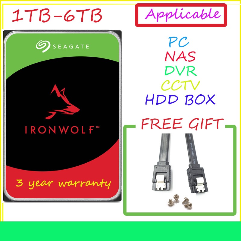 SEAGATE IronWolf 3.5 "6TB/4TB/3TB/2TB/1TB SATA HDD สําหรับ PC/NAS/DVR/CCTV/HDD BOX